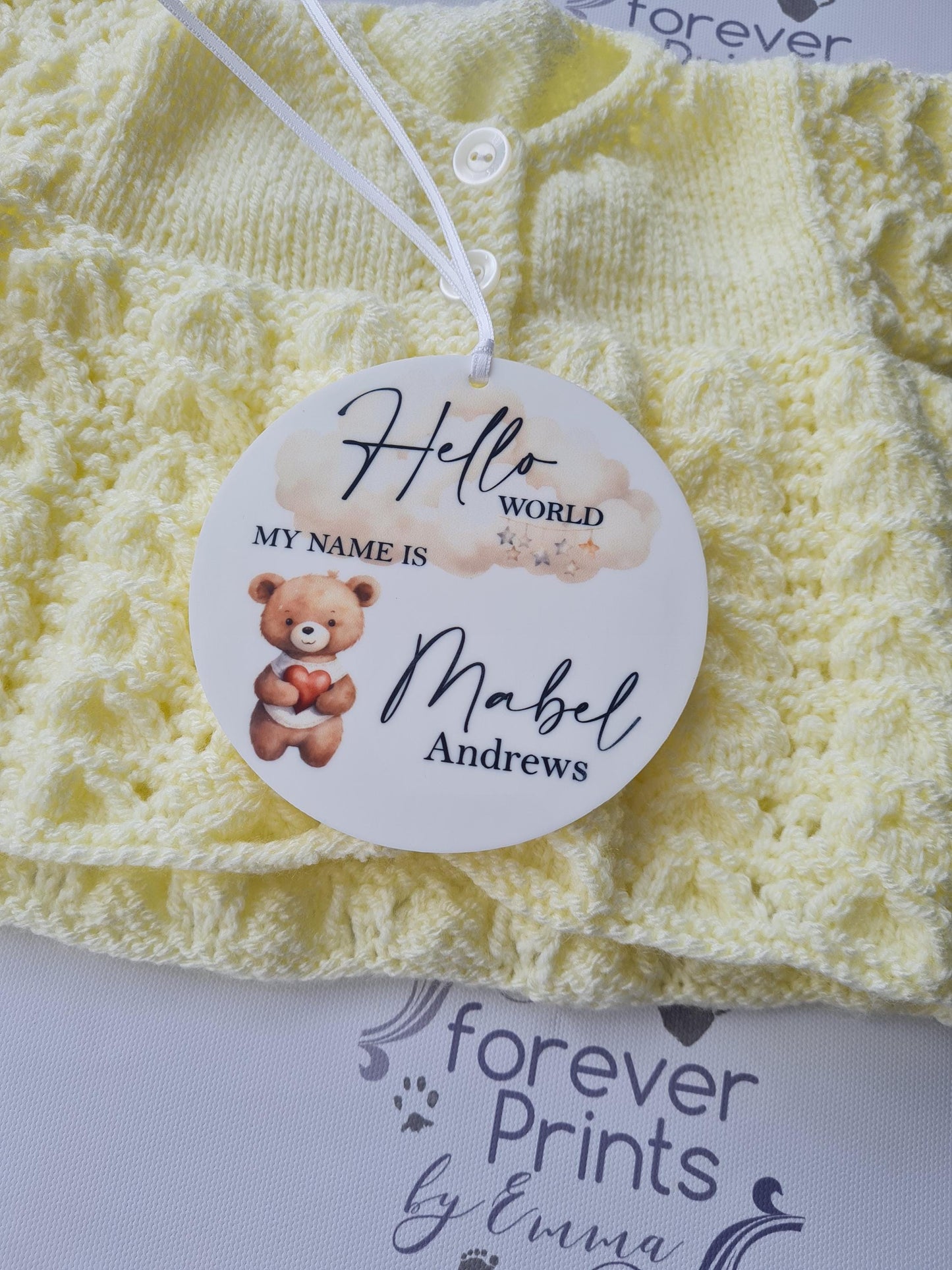 Hello world personalised baby sign, Welcome to the world baby, new baby announcement