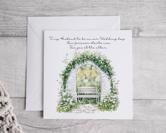 To My Husband/Wife Wedding Day Card, Linen Effect