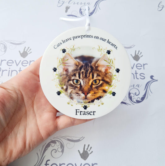 You left pawprints on our heart cat memorial hanging decoration, pet memorial gift