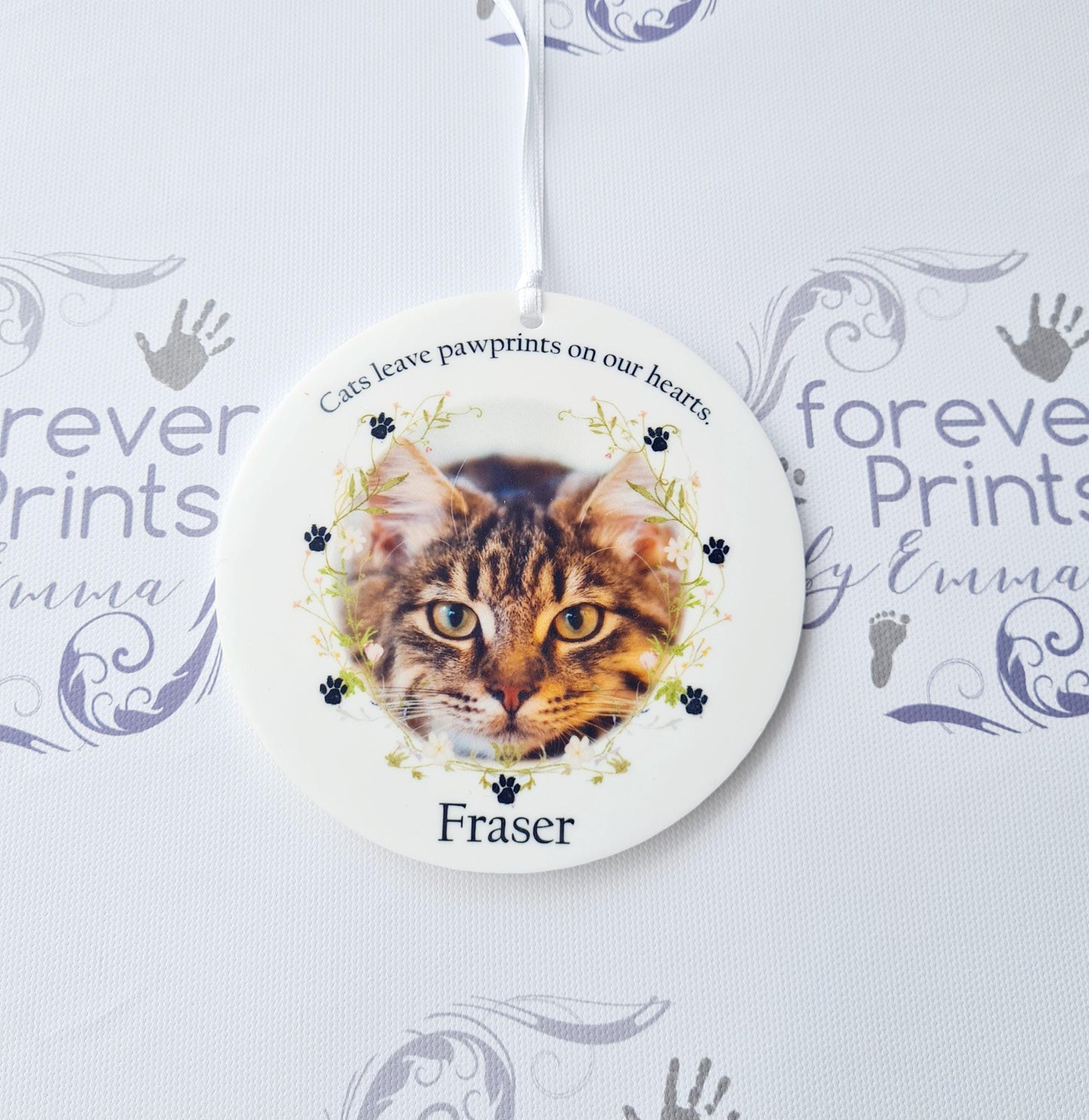 You left pawprints on our heart cat memorial hanging decoration, pet memorial gift