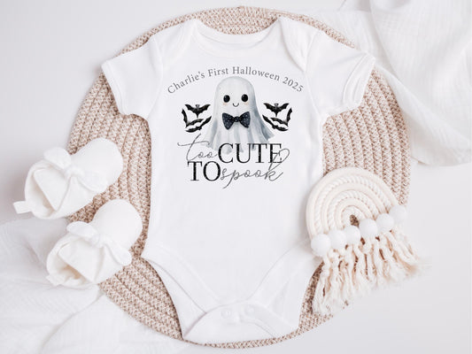 Personalised Baby's First Halloween Bodysuit, Ghost Design