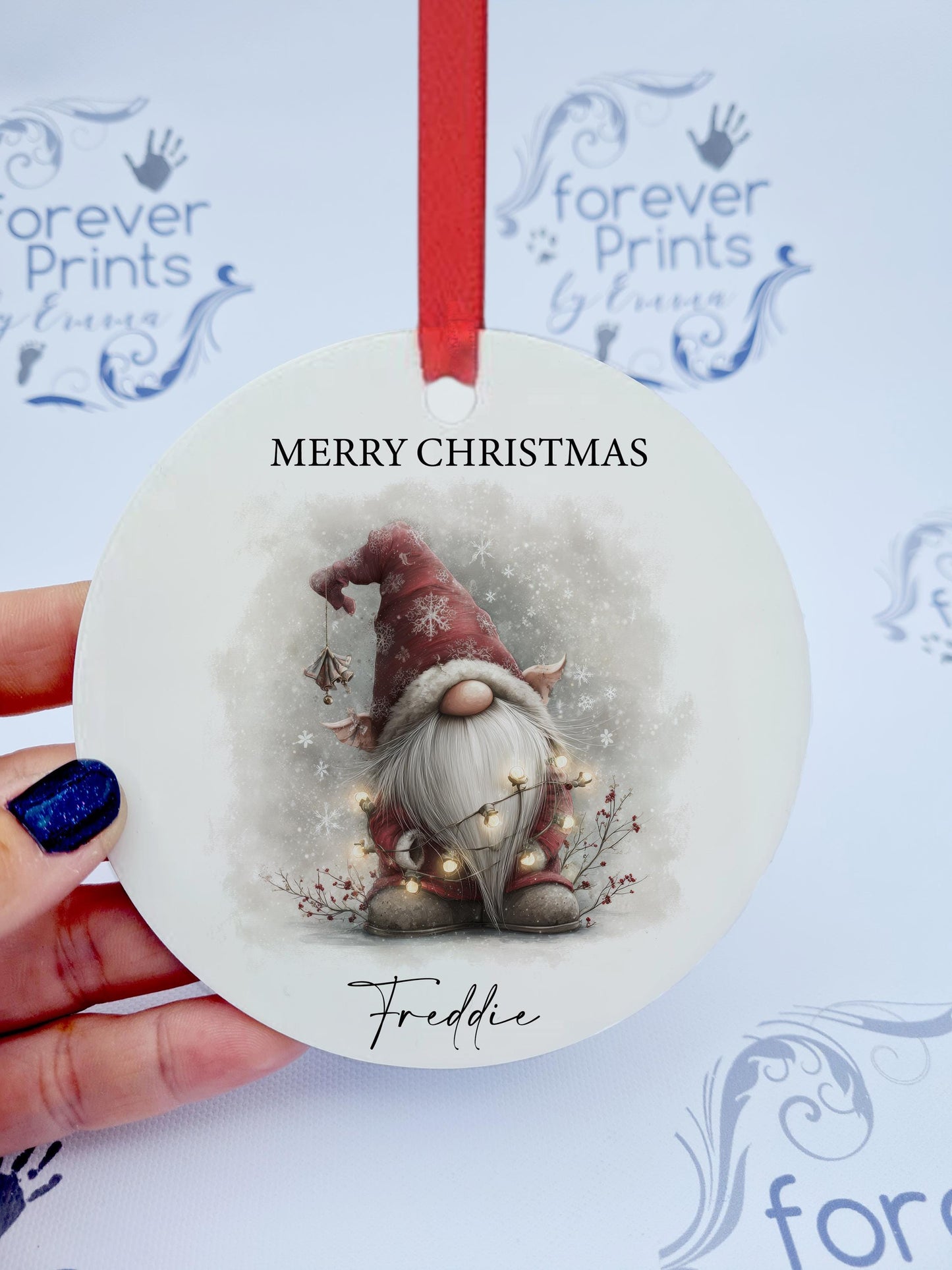Personalised Gonk Christmas Tree Decoration, Flat Aluminum