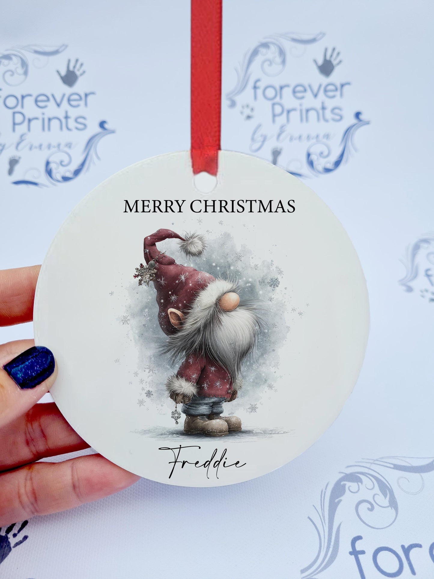 Personalised Gonk Christmas Tree Decoration, Flat Aluminum