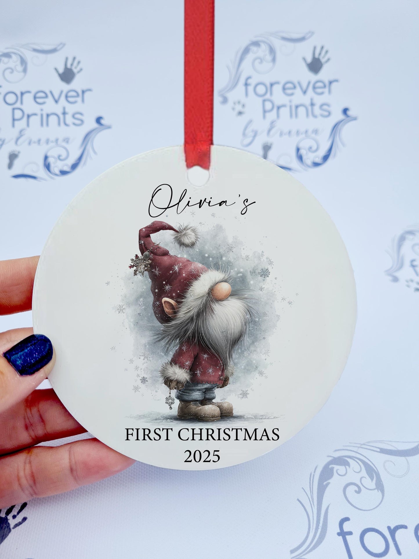 Personalized Gonk First Christmas Tree Decoration, Aluminium Ornament