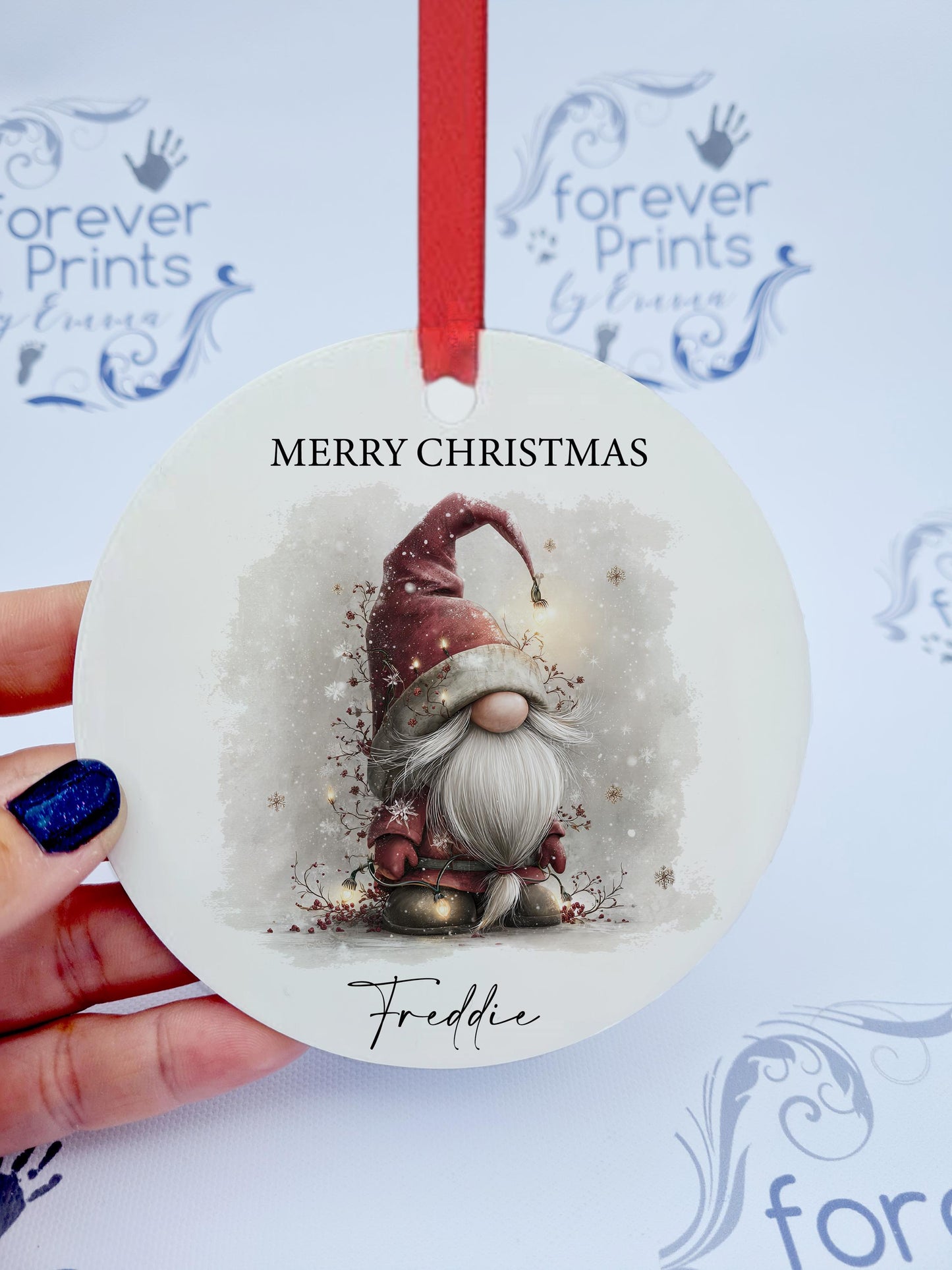 Personalised Gonk Christmas Tree Decoration, Flat Aluminum