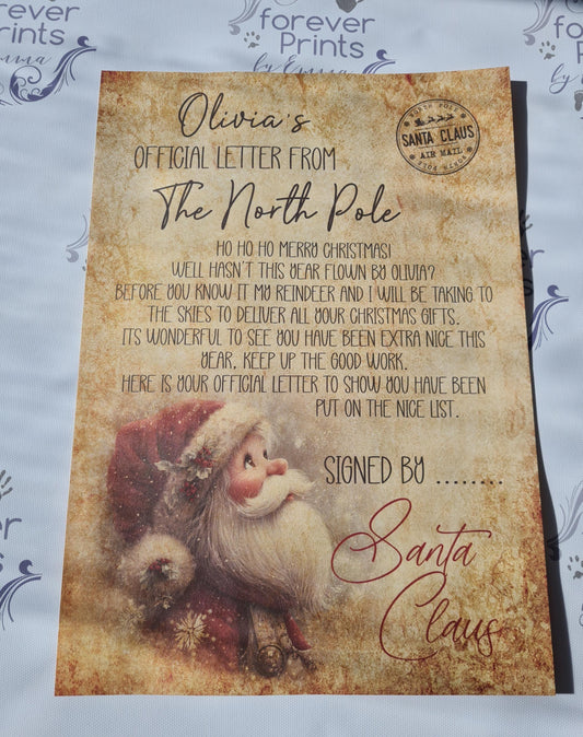 Personalized Letter from Santa, Vintage Paper