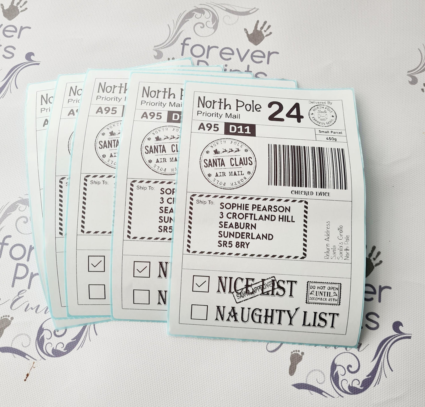Personalised Santa Shipping Label, North Pole Christmas Postage