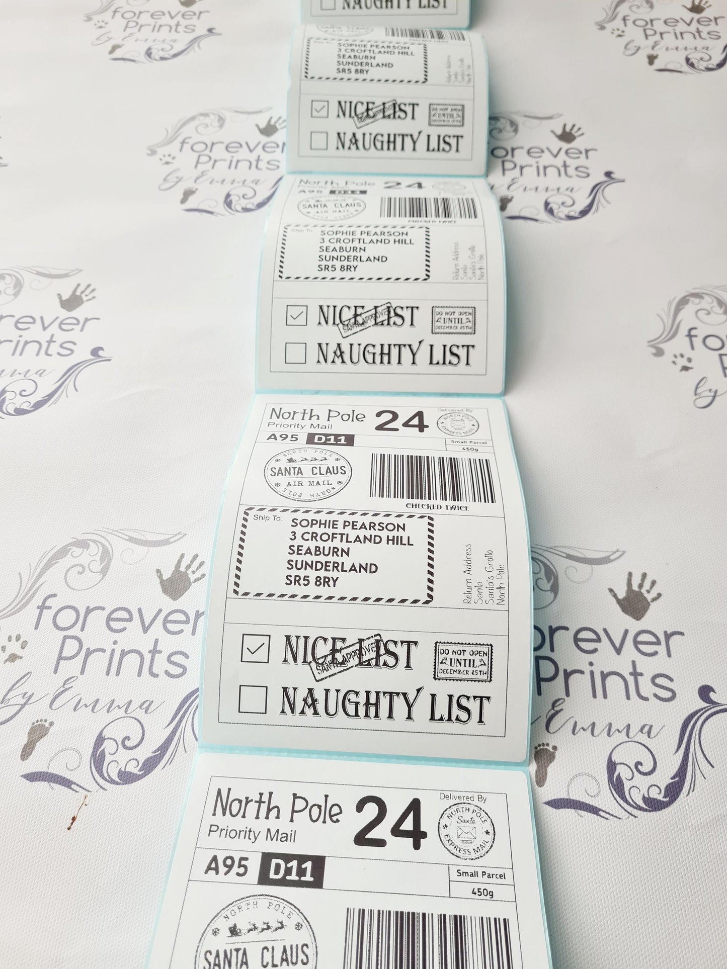 Personalised Santa Shipping Label, North Pole Christmas Postage