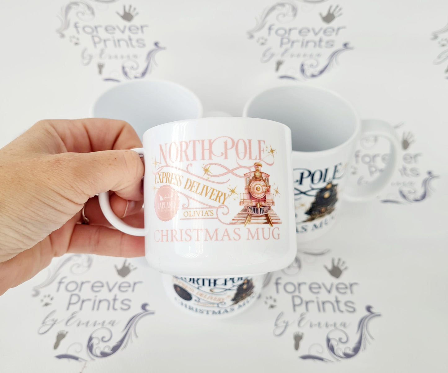 Personalised Christmas Train Mug, Unbreakable Polymer Child Mug