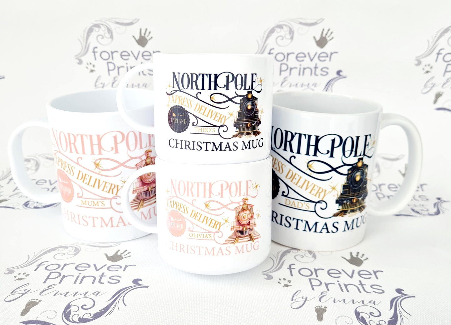 Personalised Christmas Train Mug, Unbreakable Polymer Child Mug