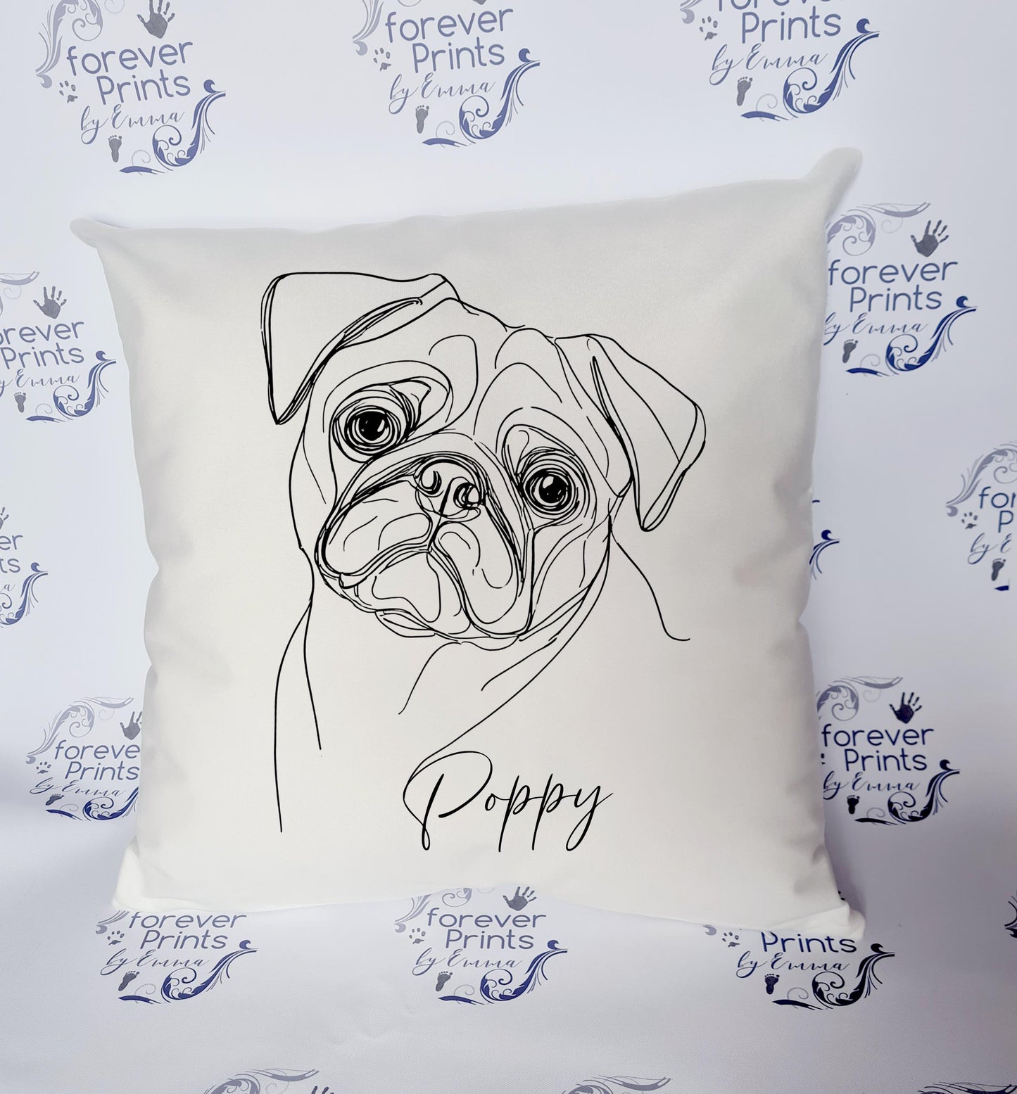 Line art dog cushion, dog pillow, dog gift