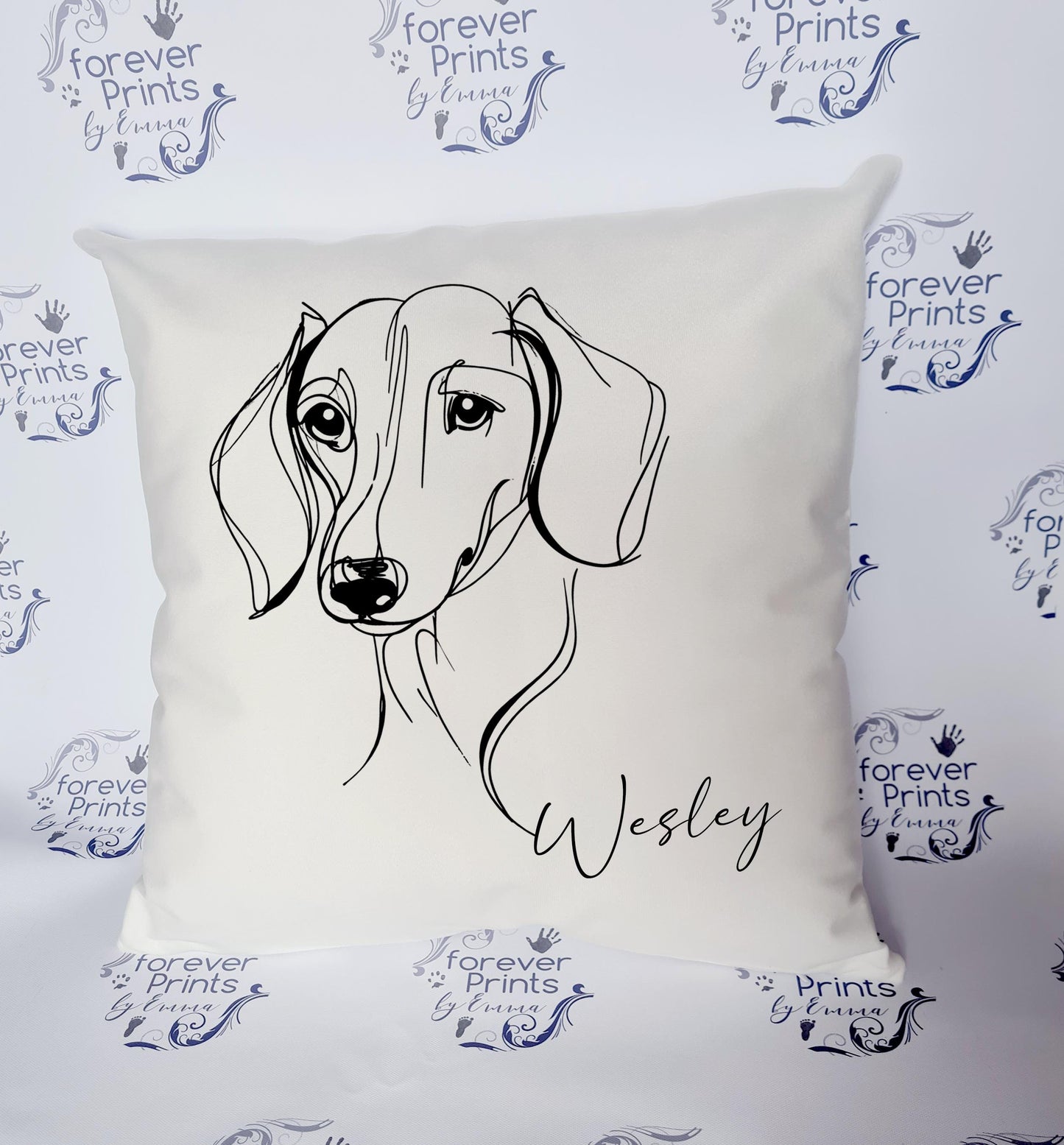 Line art dog cushion, dog pillow, dog gift
