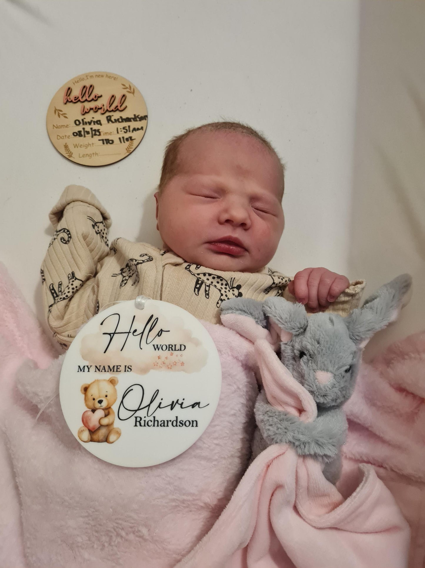 Hello world personalised baby sign, Welcome to the world baby, new baby announcement