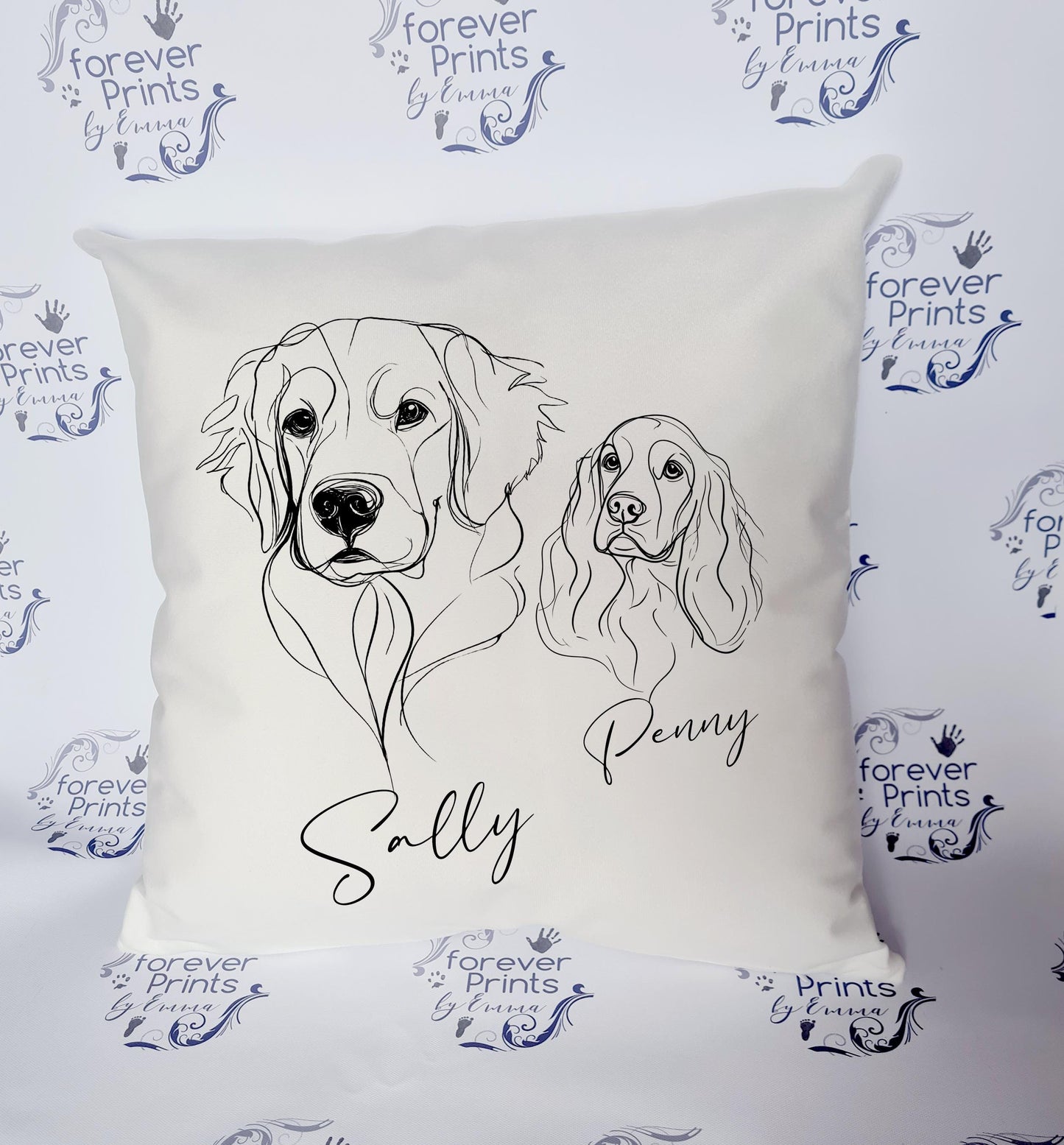 Line art dog cushion, dog pillow, dog gift