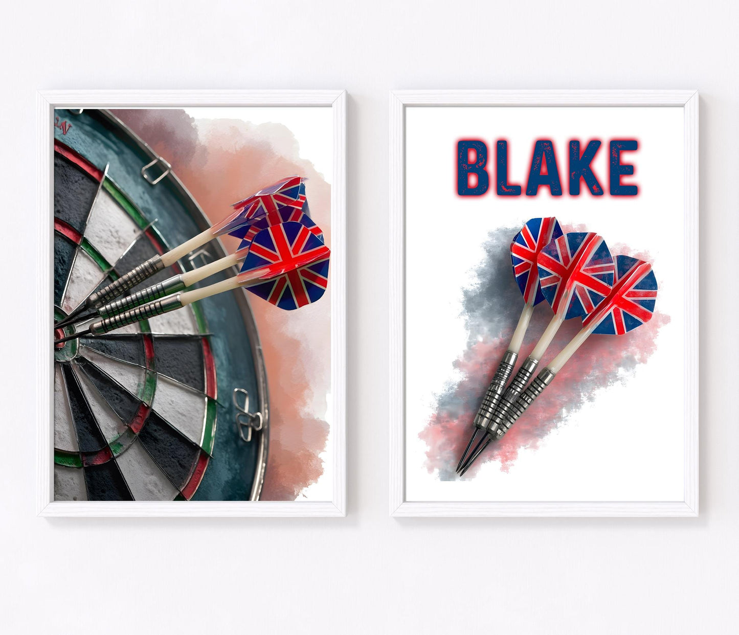 Personalized A4 Darts Prints, Boys Bedroom Wall Art, Set of 2