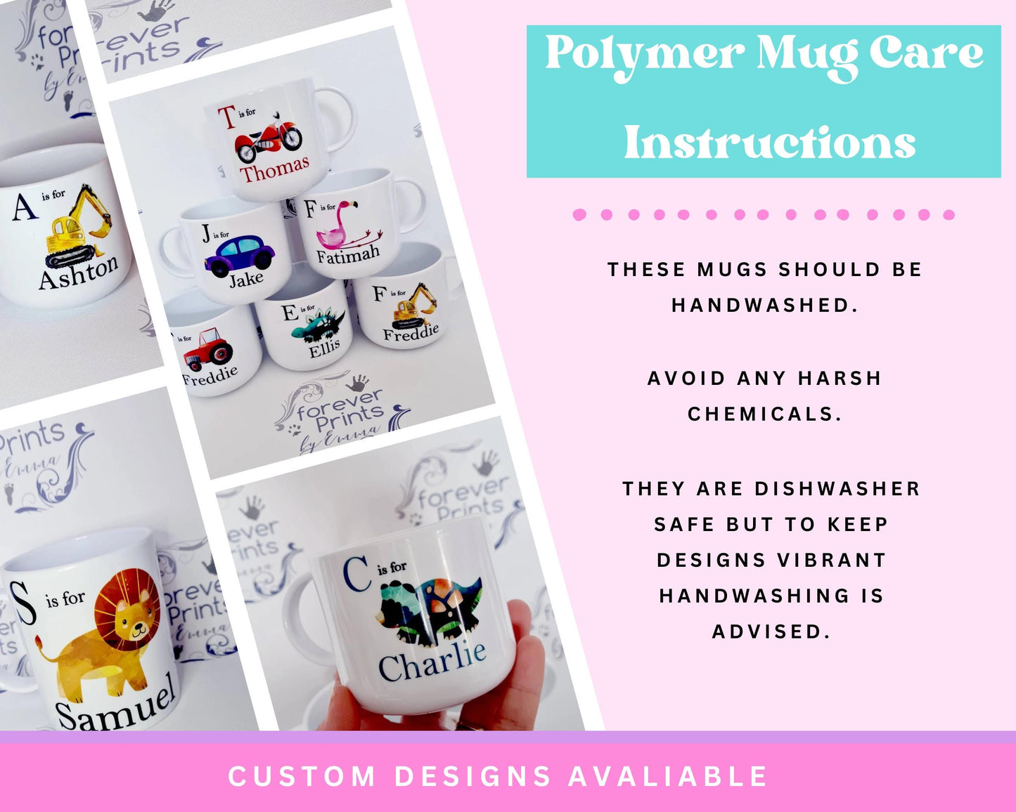 Personalized Easter Mug, Unbreakable Polymer Mug, Rabbit Initial