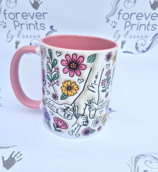 Mother's day 3d effect mug, mum and children cup, nanna and grandchildren gift