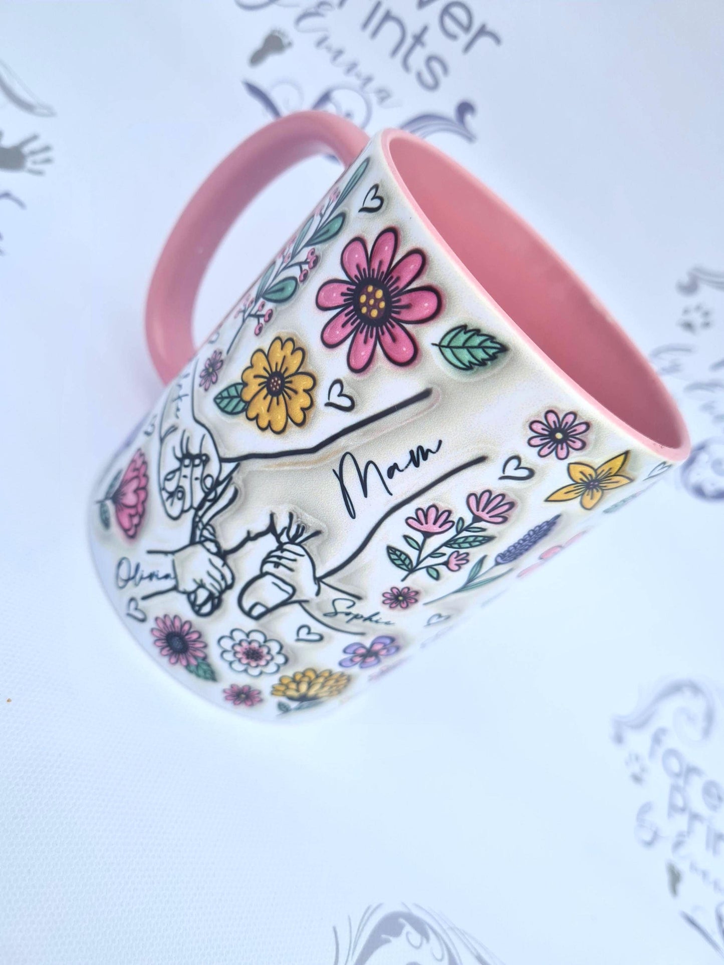 Mother's day 3d effect mug, mum and children cup, nanna and grandchildren gift