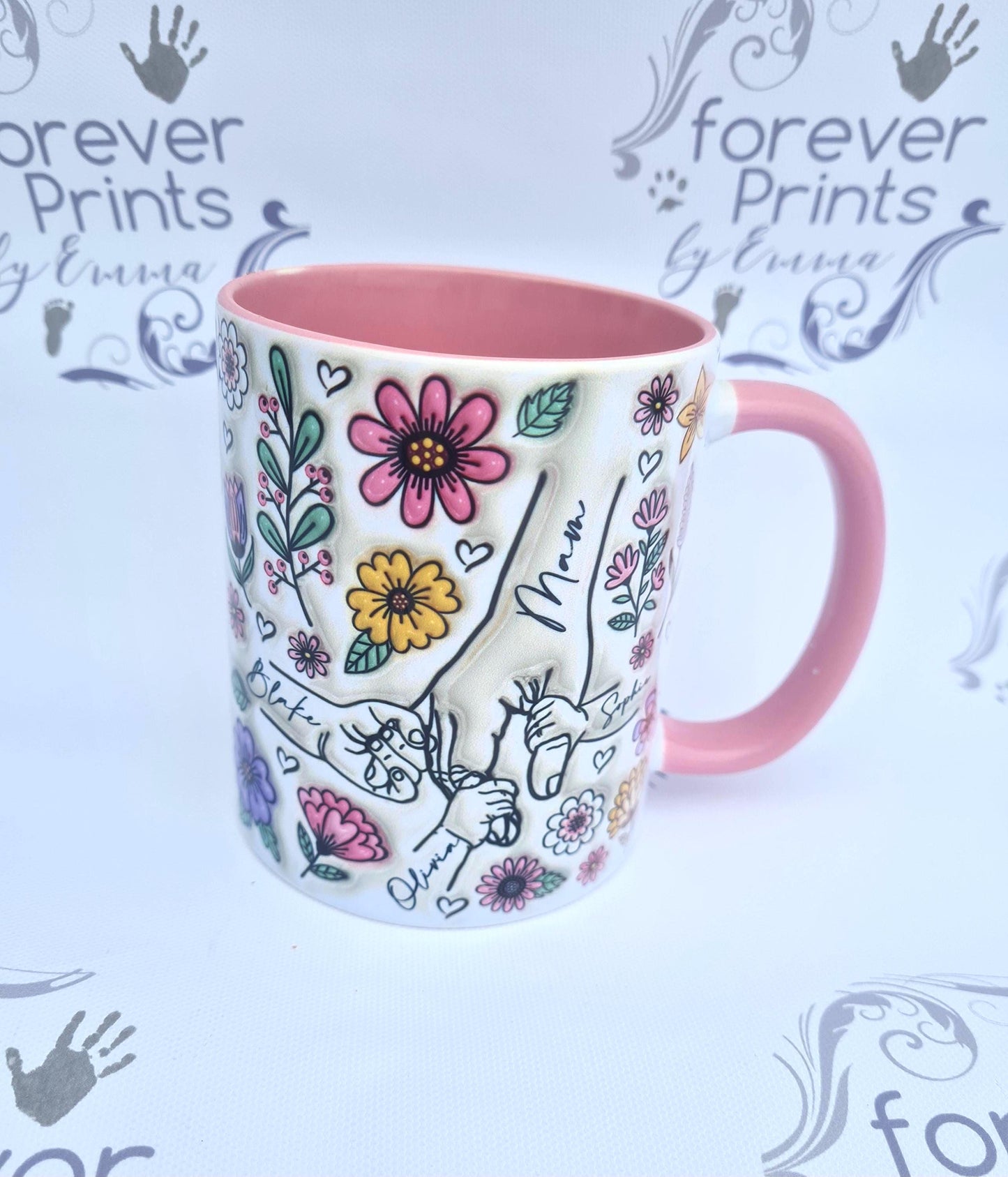 Mother's day 3d effect mug, mum and children cup, nanna and grandchildren gift