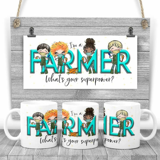 Farmer superpower mug, farmer mug, superhero mug