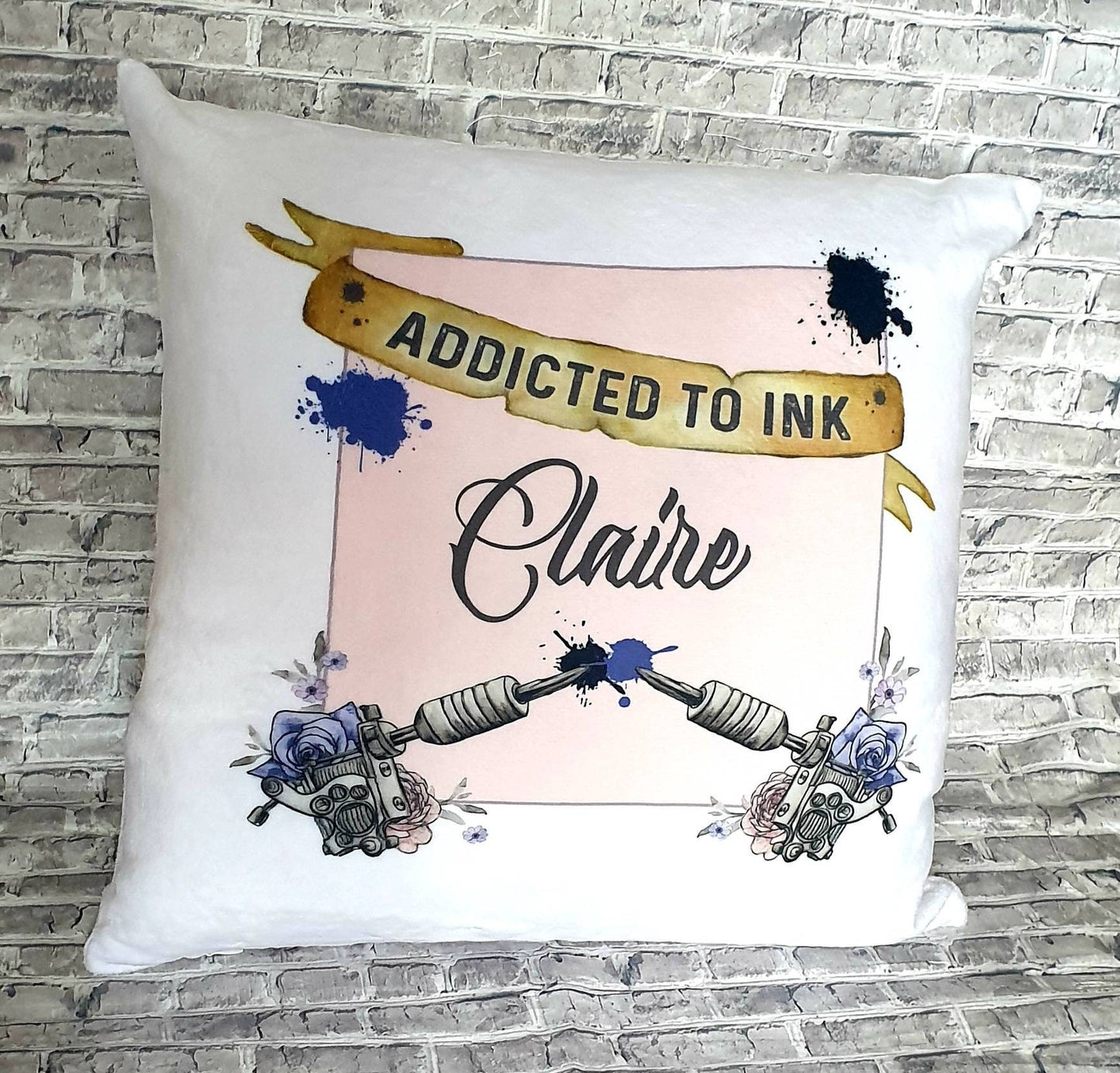 Addicted to ink cushion. Tattoo gift soft