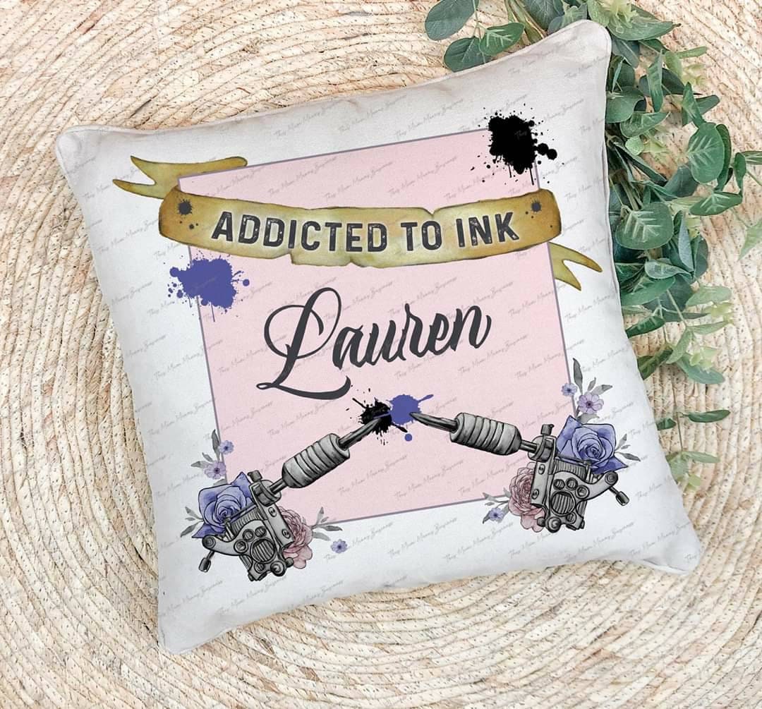 Addicted to ink cushion. Tattoo gift soft