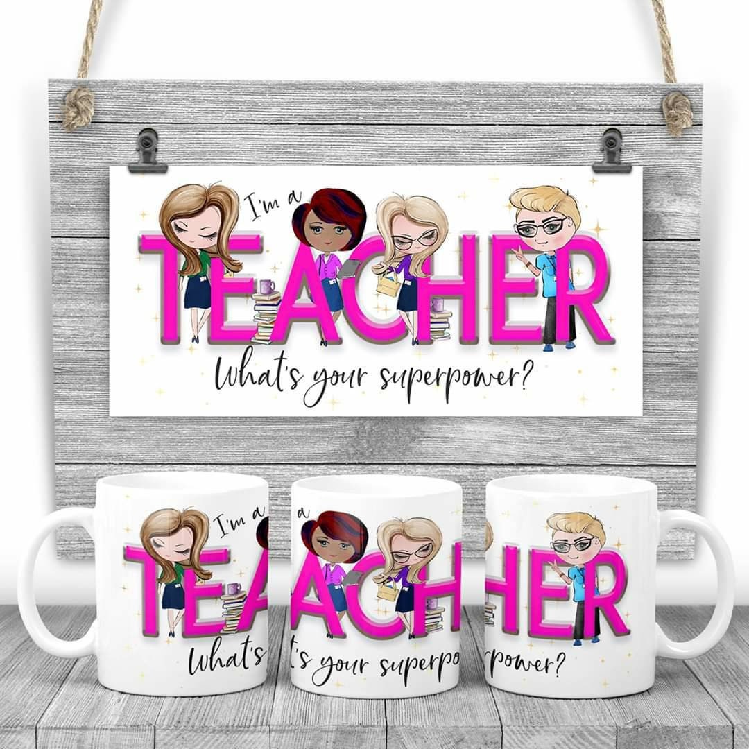 Teacher superpower mug, teacher mug, superhero mug