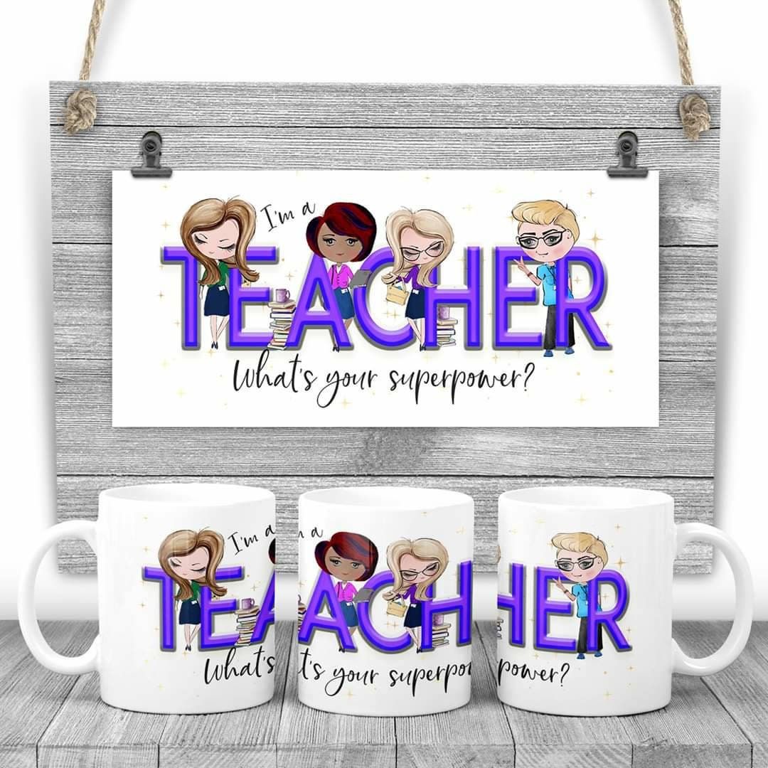 Teacher superpower mug, teacher mug, superhero mug