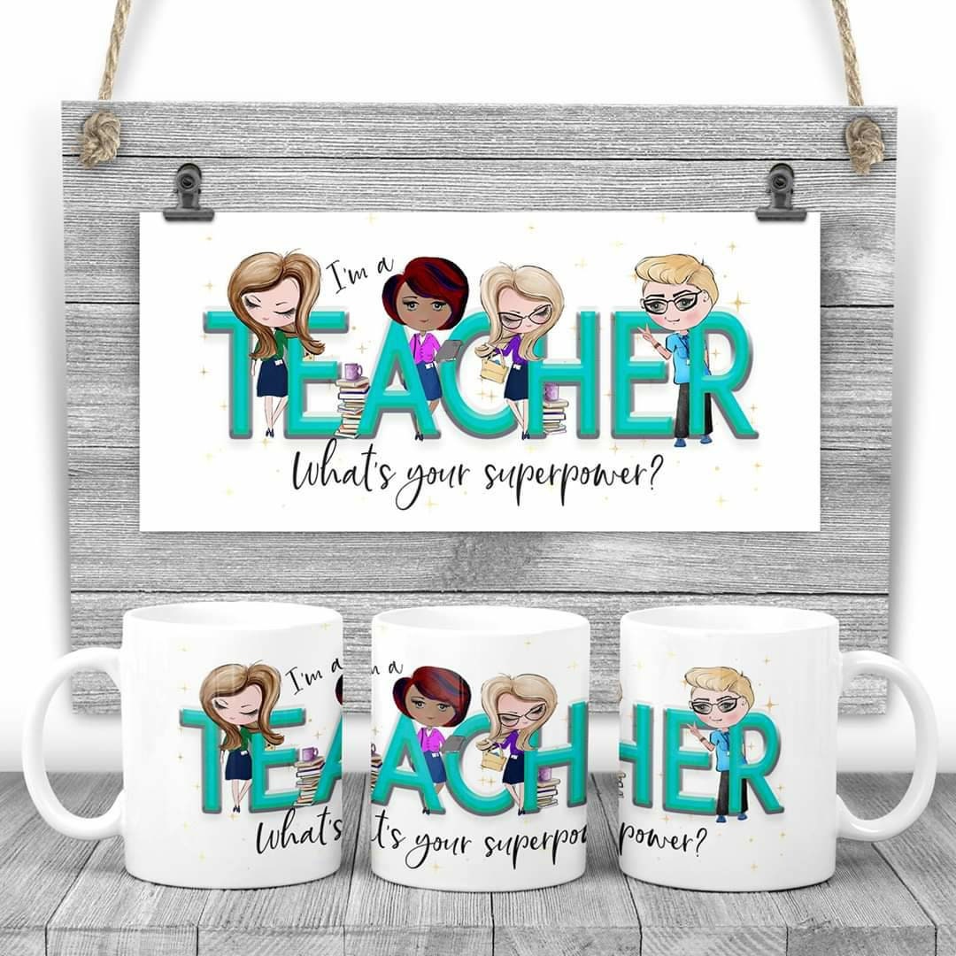 Teacher superpower mug, teacher mug, superhero mug