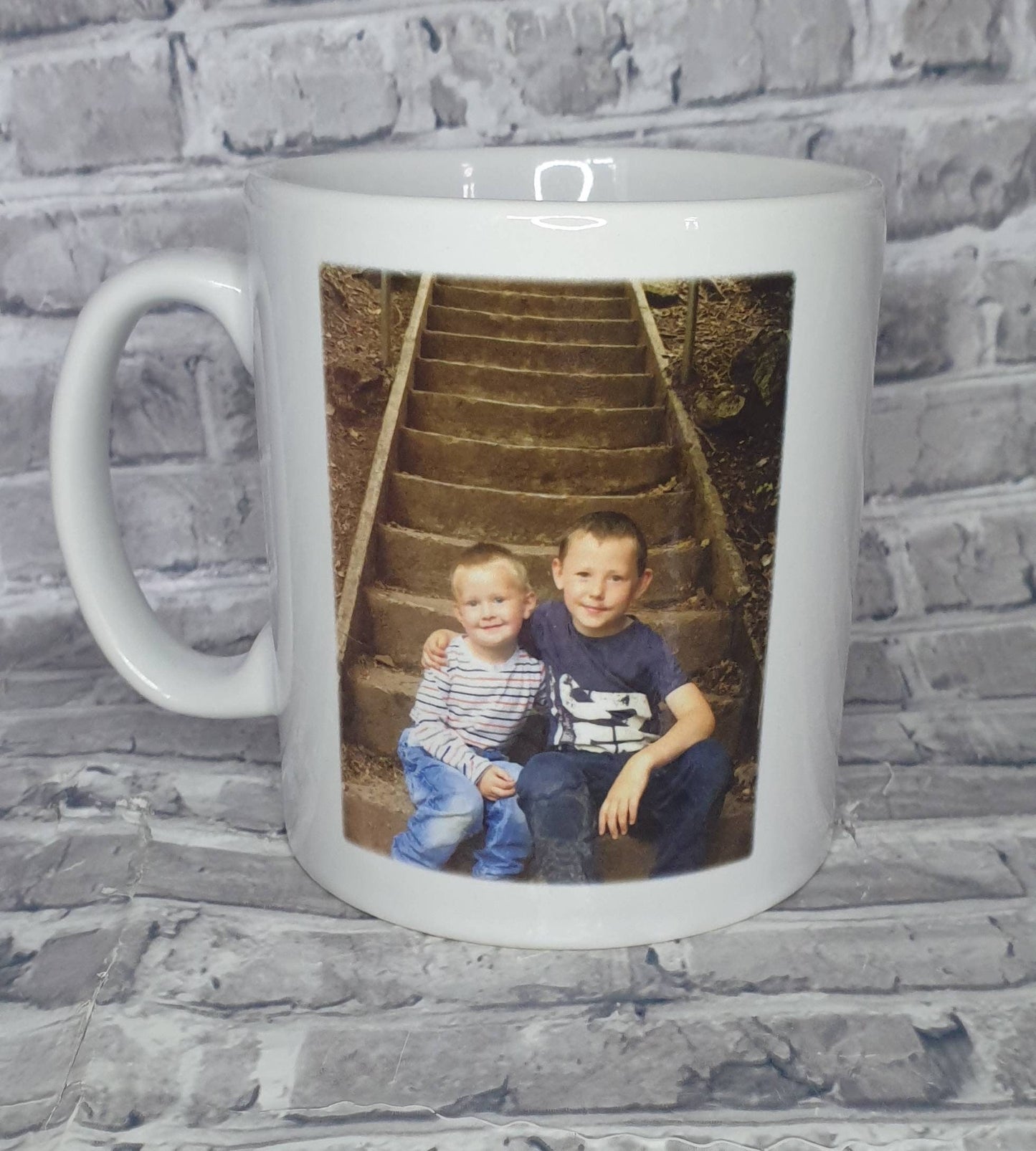 Personalised photo and rainbow double sided mug