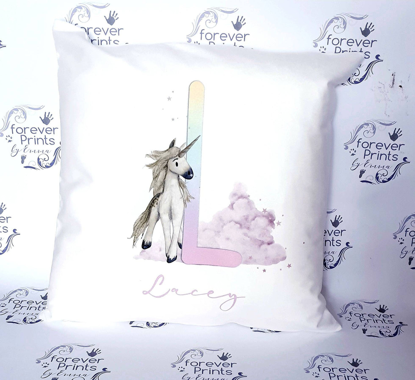 Personalised  soft Cushion, unicorn alphabet cushion