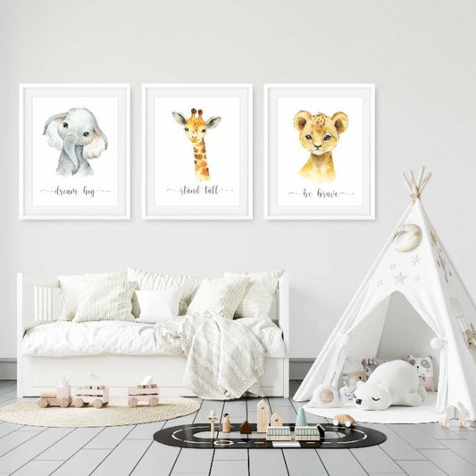 Jungle Animals Nursery Decor - Safari Nursery Prints - Nursery Set - Baby Wall Art - Nursery Decor - Jungle Theme - Elephant Giraffe Zebra