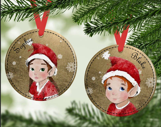 Personalised ceramic Christmas decoration - Christmas tree decoration - elf decoration