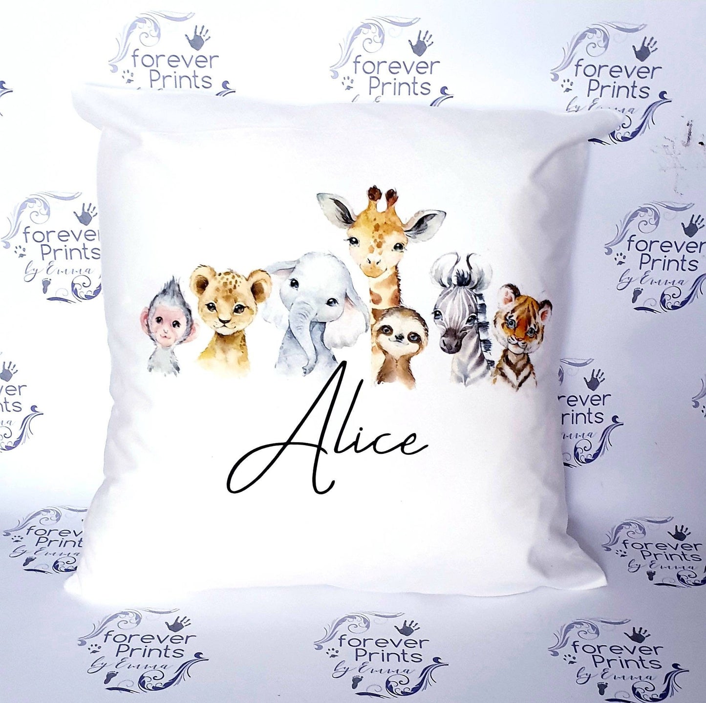 Safari animal cushion personalised