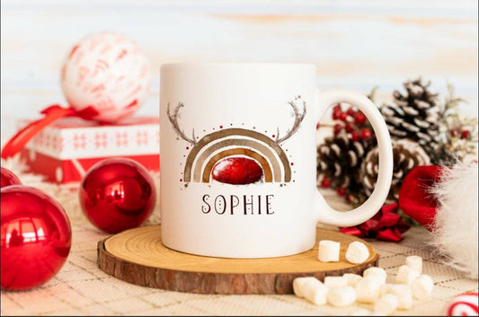 Personalised Christmas mug - christmas mug, christmas rainbow