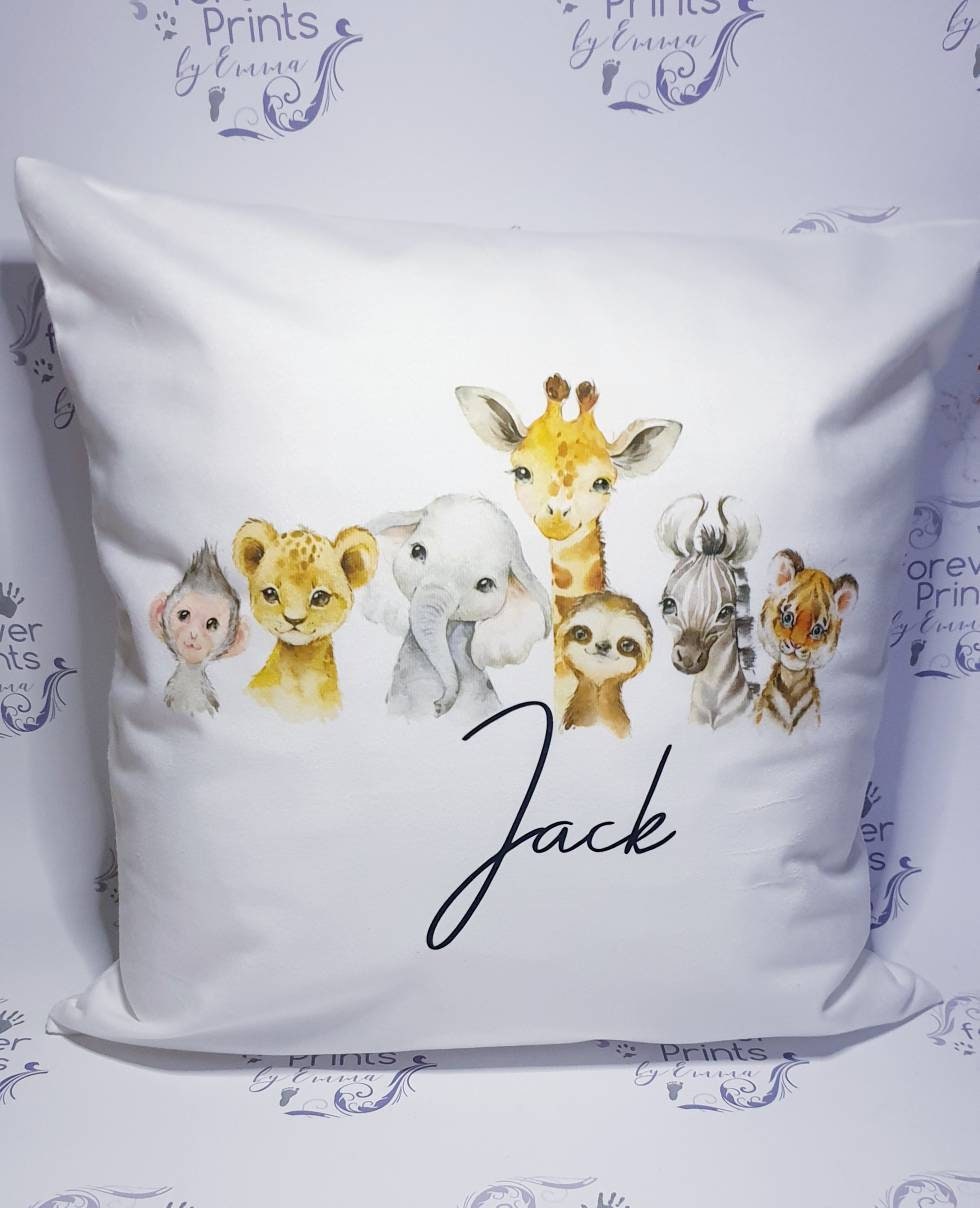 Safari animal cushion personalised