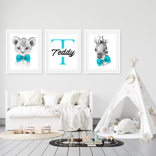 Jungle Animals Nursery Decor - boys Safari Nursery Prints - Nursery Set - Baby Wall Art - Nursery Decor  - Elephant Giraffe Zebra