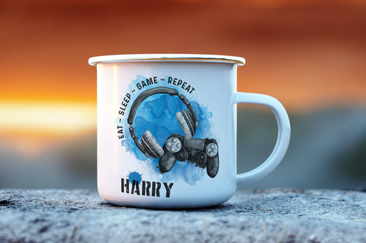 gamer mug, enamel gamer cup, gamer gift