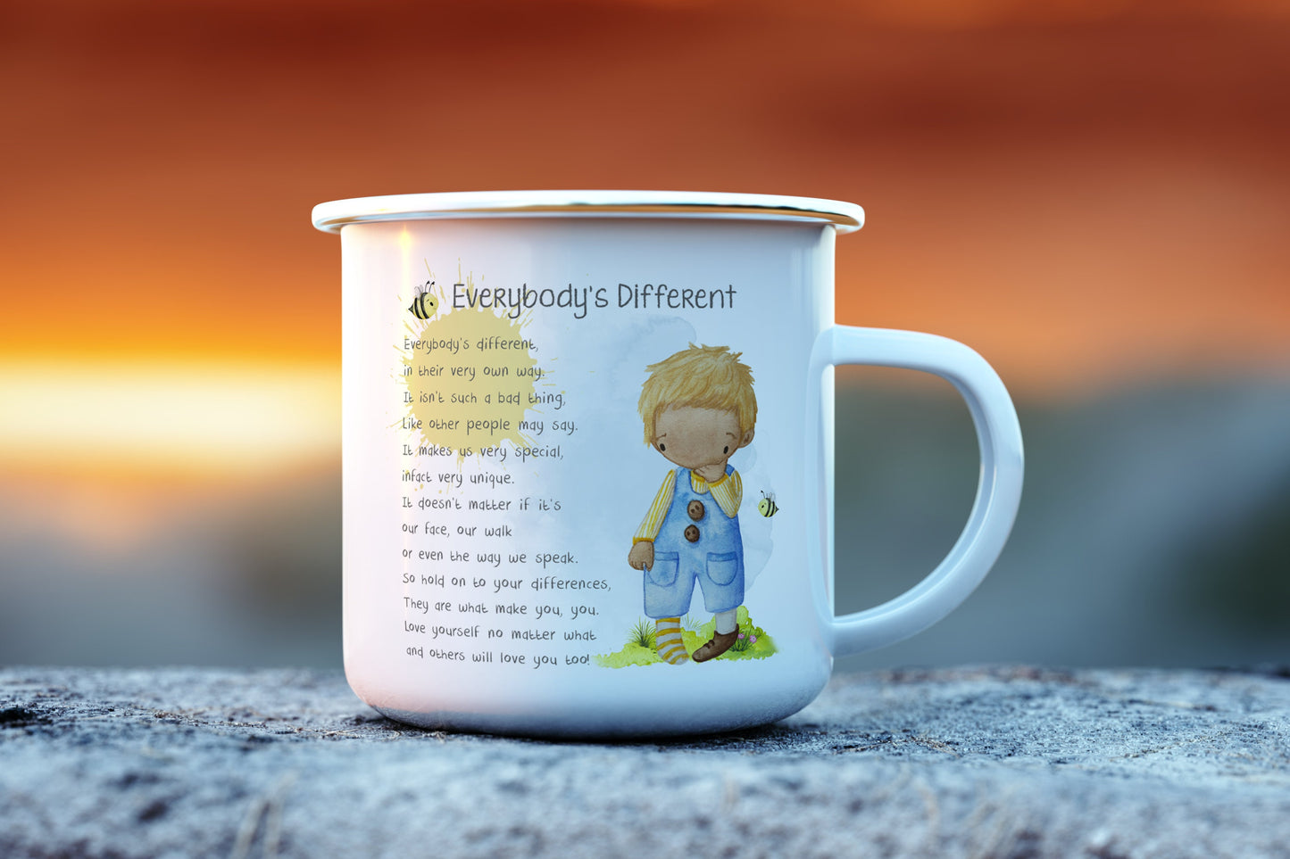 children's mug | kid's cup | everybody is different gift |children's birthday gift | enamel mug