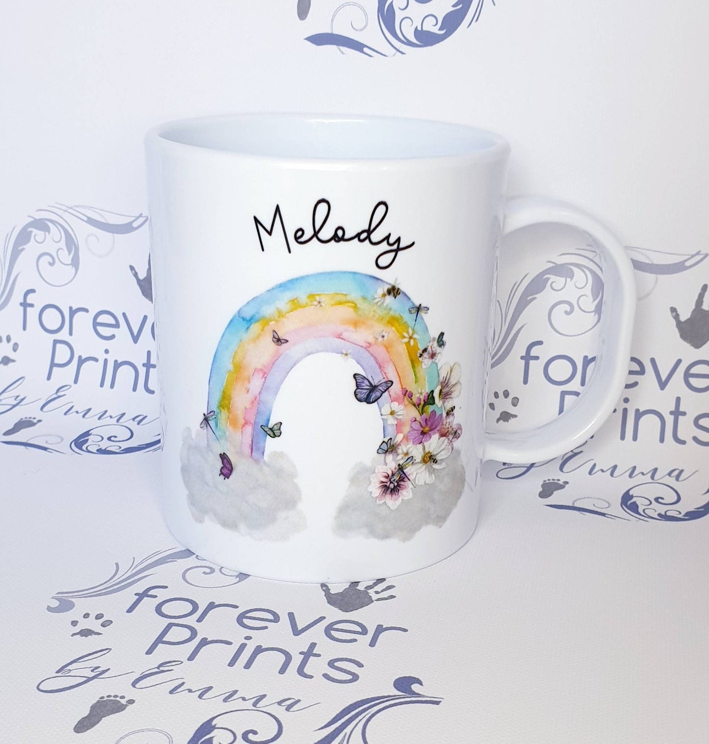 Children's personalised rainbow mug,  rainbow cup, polymer(plastic) or ceramic