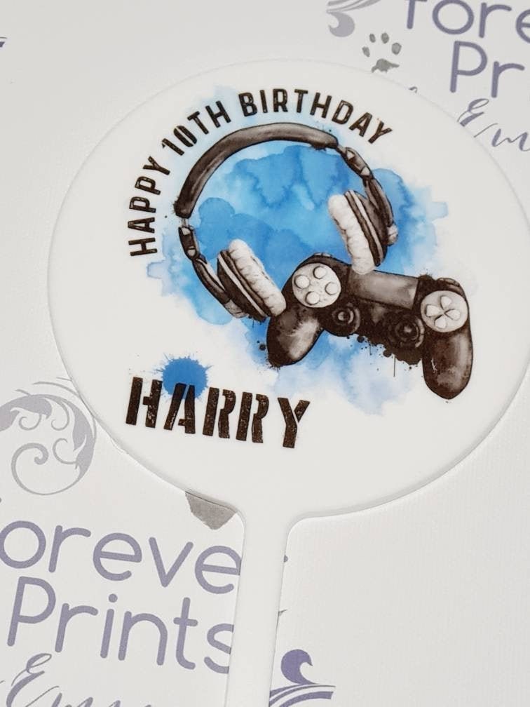 Acrylic birthday cake topper, Personalised cake topper, gamer cake topper