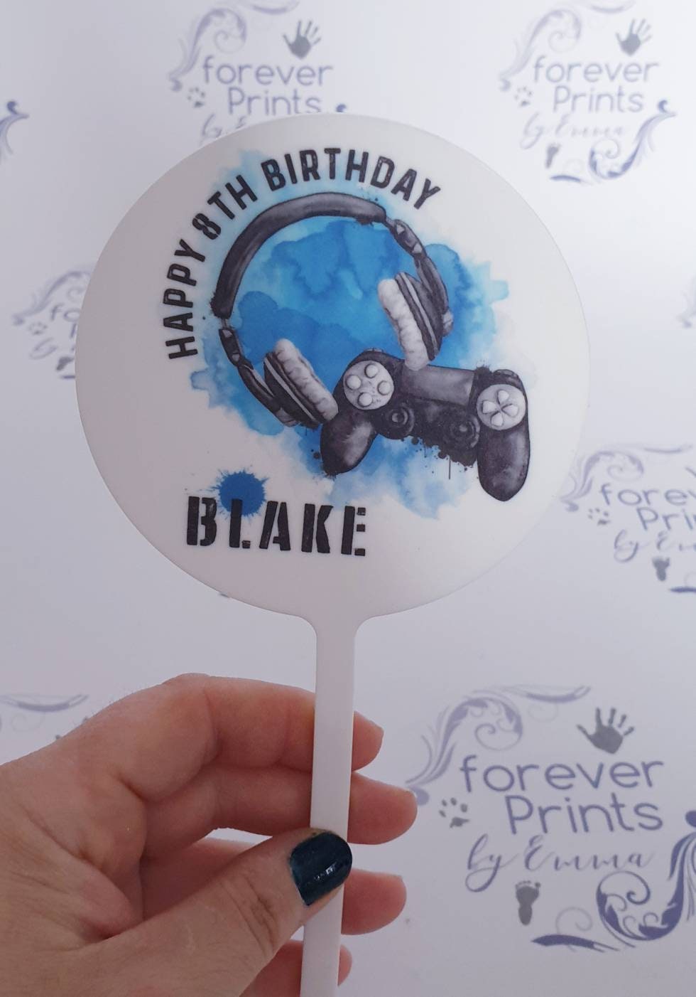 Acrylic birthday cake topper, Personalised cake topper, gamer cake topper