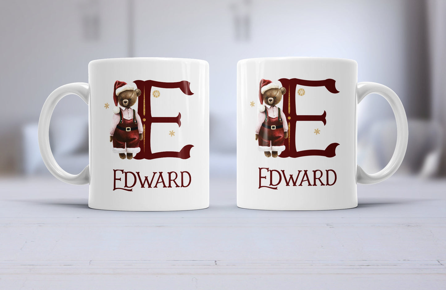 Personalised Christmas mug - christmas mug, christmas bear alphabet