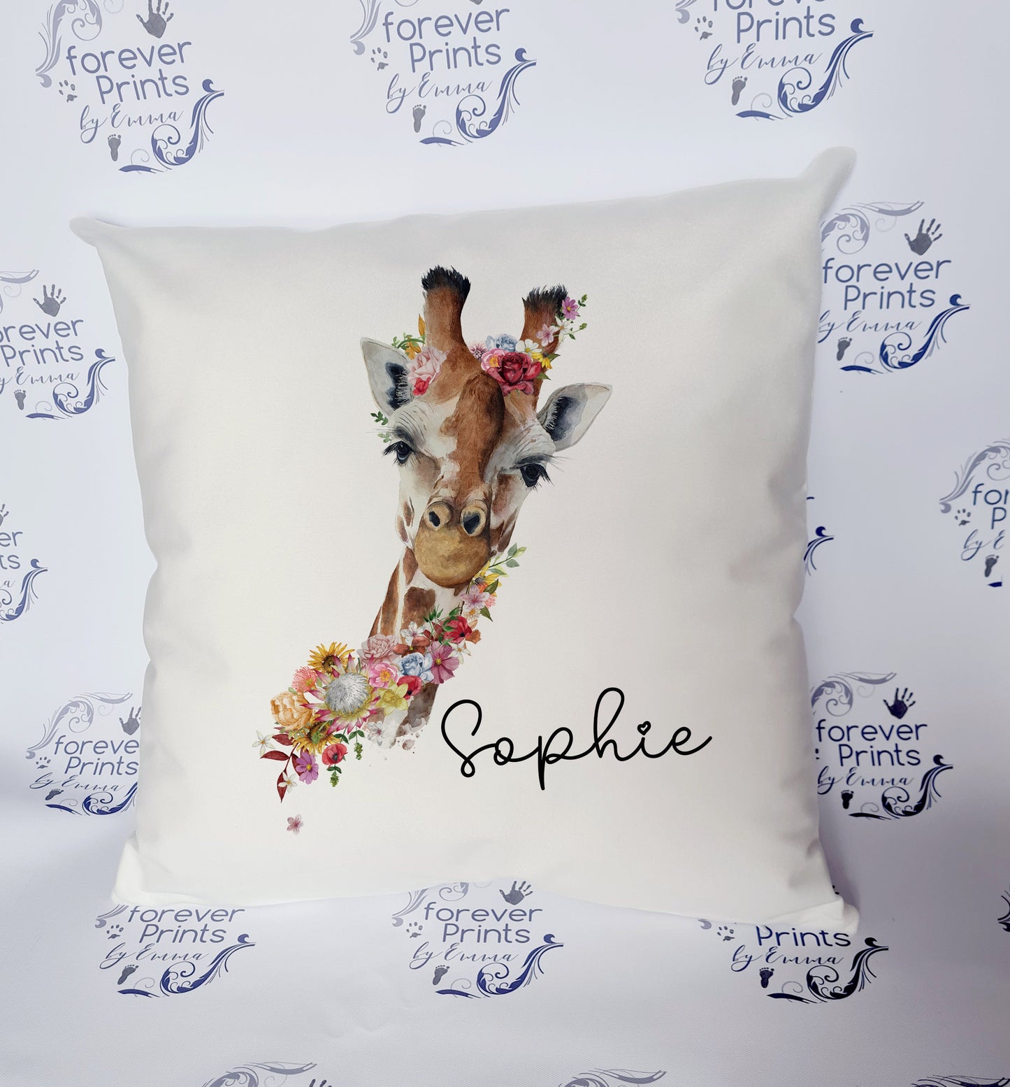 Giraffe cushion. personalised giraffe gift, Safari animal cushion personalised