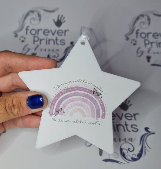 personalised butterfly rainbow hanging decoration,  uplifting gift