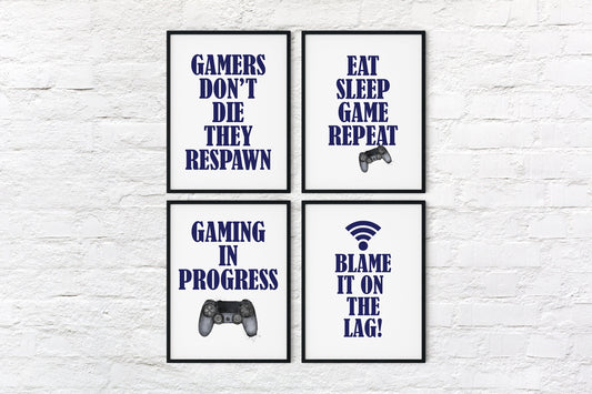 Gamer wall art - A4 gamer prints - boys bedroom gaming print - gamer alphabet, playstation