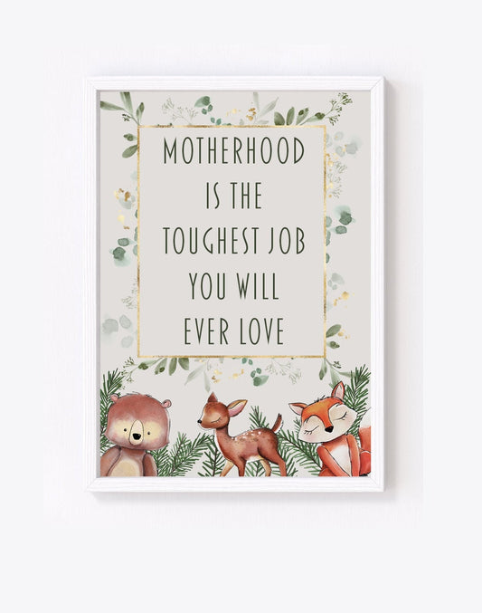 Baby shower A4 or A3 print, woodland baby shower print, motherhood print