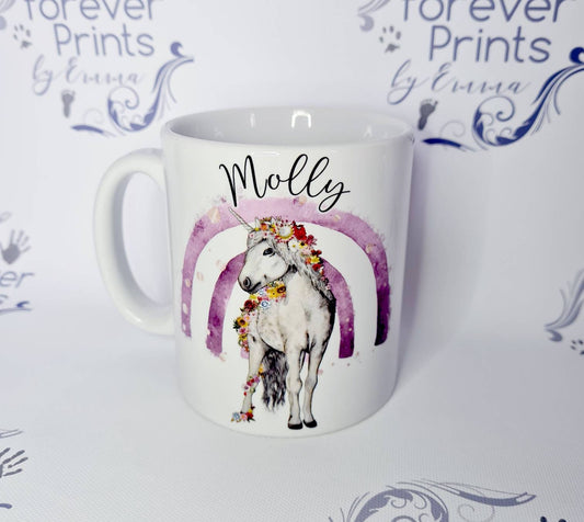 Unicorn rainbow mug,  unicorn cup, polymer(plastic) or ceramic