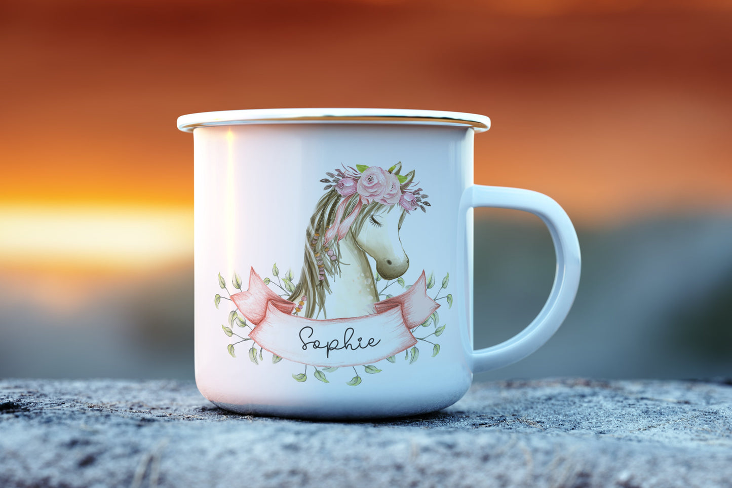 personalised pony mug, personalised children's mug, girls horse mug