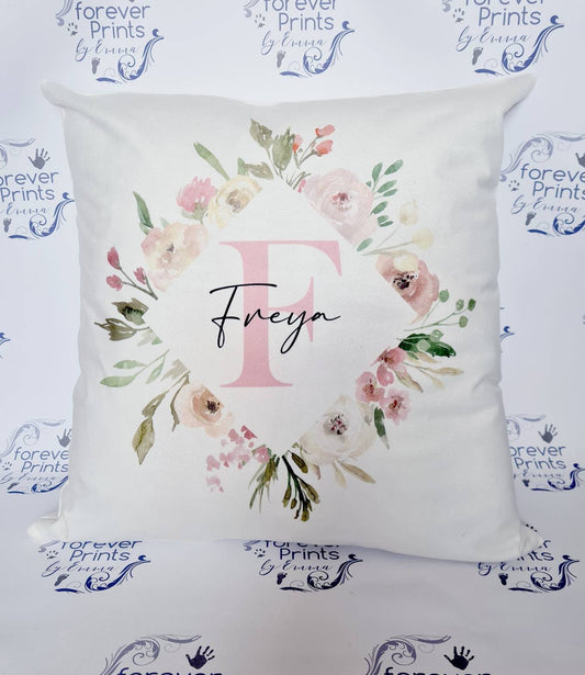 Personalised floral pillow, floral gift, girls pillow